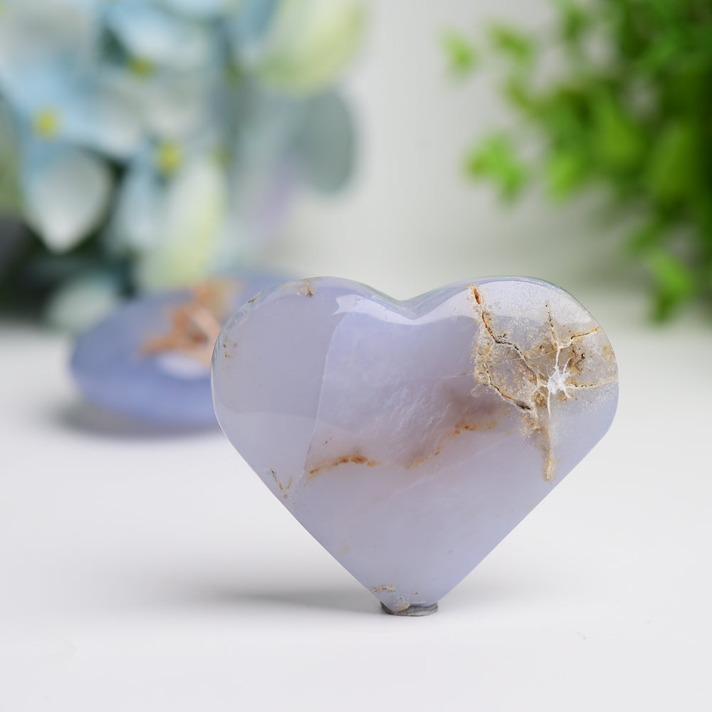 2.0"-2.5" Blue Chalcedony Heart & Palm Stone Bulk Crystal wholesale suppliers