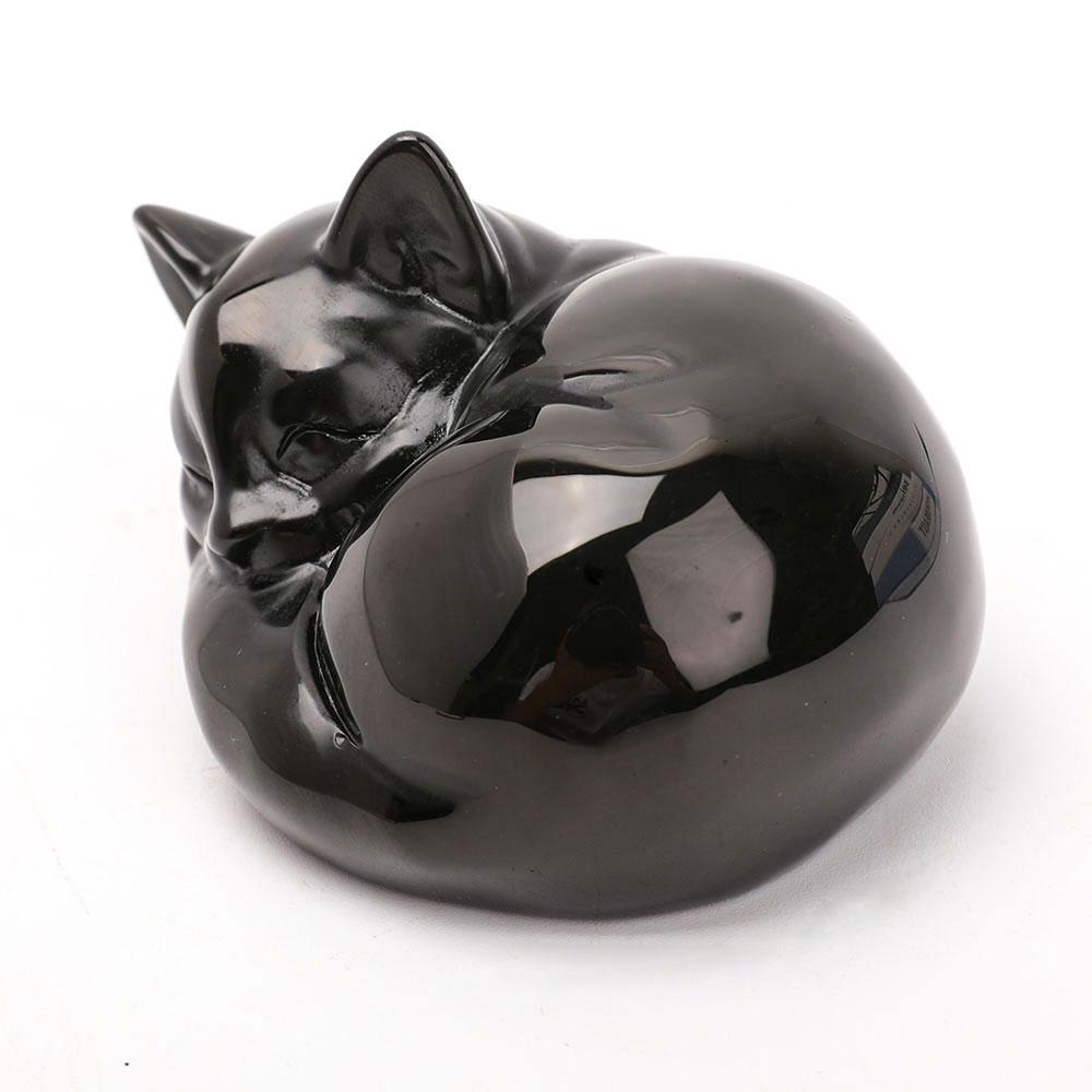 Black Obsidian Sleeping Cat Carvings Animal Bulk Best Crystal Wholesalers