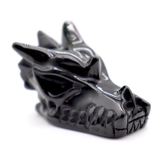 Black Obsdian Dragon Head Carving for Decoration Best Crystal Wholesalers