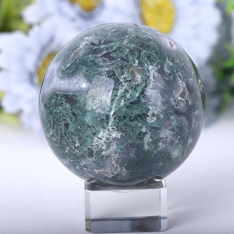 2.0"-4.5" Moss Agate Sphere Best Crystal Wholesalers