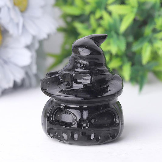 2.2" Black Obsidian Pumpkin Crystal Carvings for Halloween Best Crystal Wholesalers